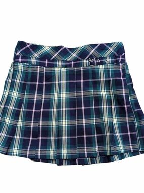 Limited Too Navy, Green & Lavender Plaid Pleated Mini Skirt, Girls Size 10, NWT
